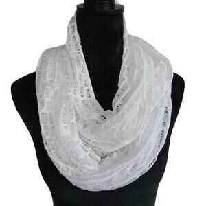 Collection Eighteen Infinity Scarf Womens White Open Knit Boho Coastal Preppy